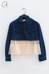 RENAISSANCE Denim patchwork tulle top RNS-KIRI-DLCF Indigo/dusty pink